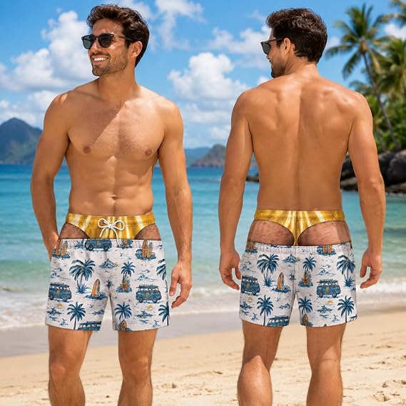 ShoreCheeks gold style front and back beach view